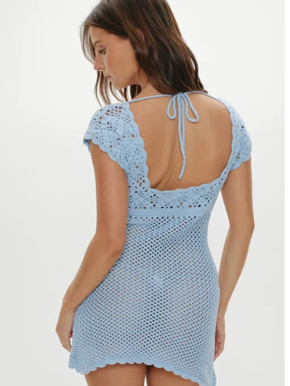 Frankie's Bikinis Eloise Crochet Mini Dress - Blue